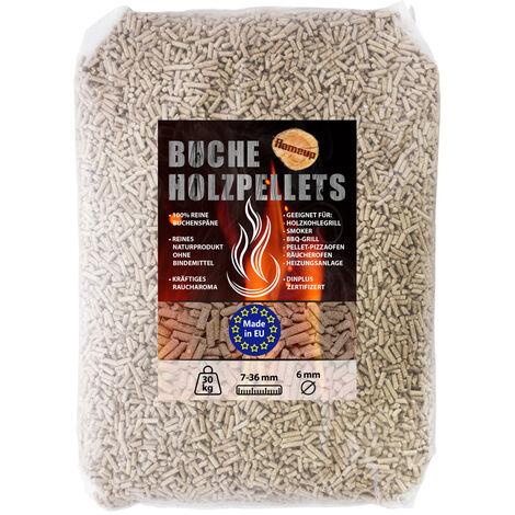 Bukové drevené pelety – 750 kg (25 vriec × 30 kg) – na grilovanie, údenie a pece na pizzu – pelety na varenie – vonkajšie pece – údenie – príslušenstvo na grilovanie Flameup